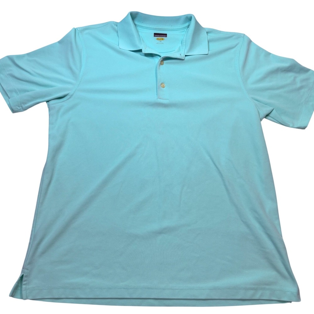 Greg Norman Play Dry Men Large Aqua Blue Golf Polo Shirt Short‎ Sleeve 5437